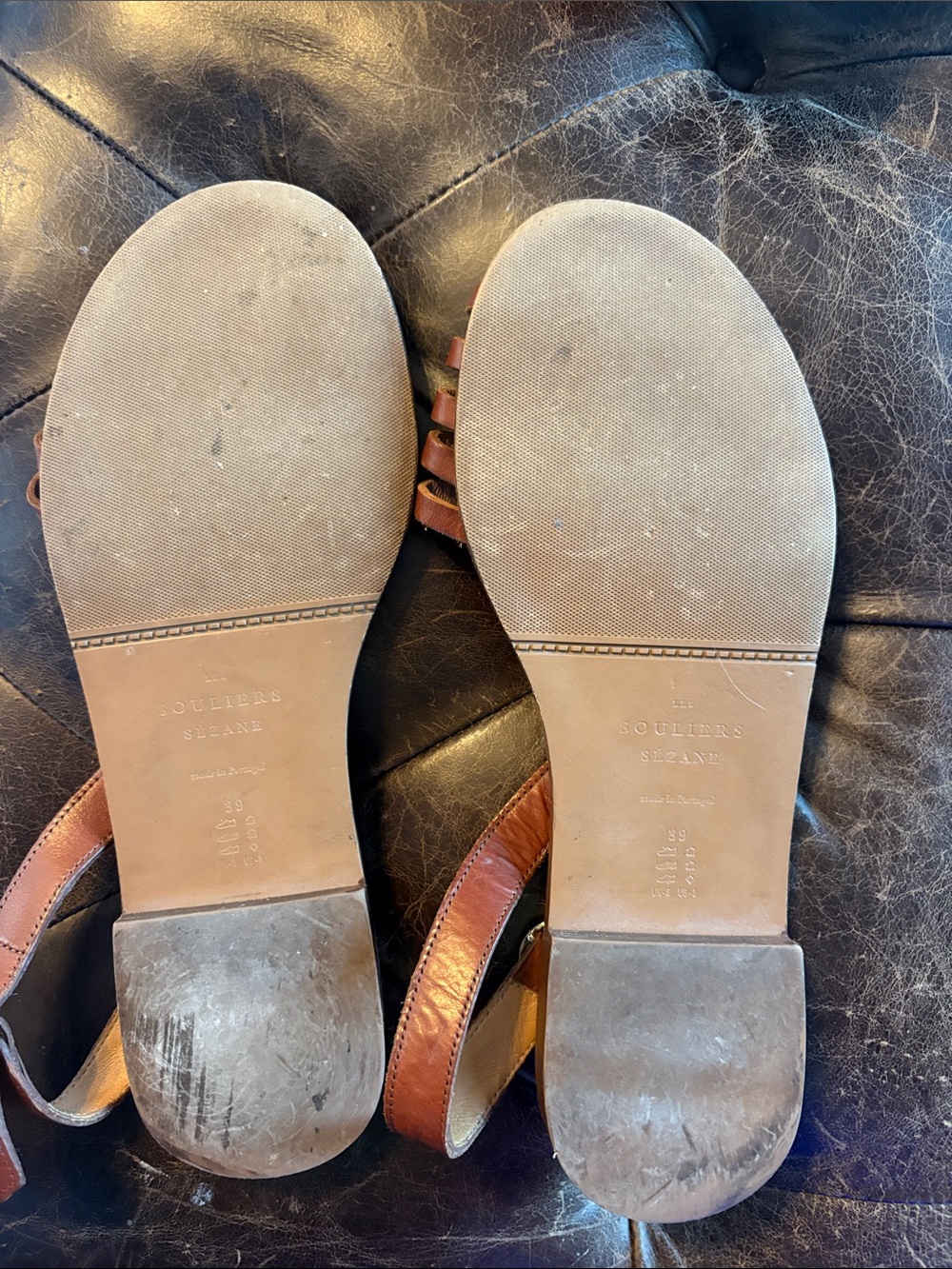 Sezane Brown Woven Leather Flat Sandals - Picture 5 of 5
